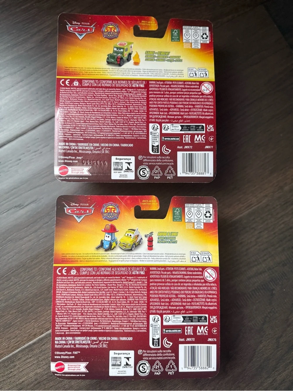 Disney Pixar Cars Race & Rescue Luigi, Guido, Sarge 20th anniversary die cast